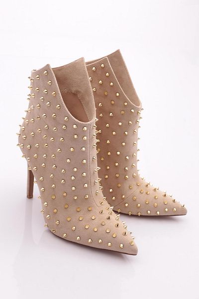 DGN Γυναικείες μπότες με τακούνι Beige Suede 1135