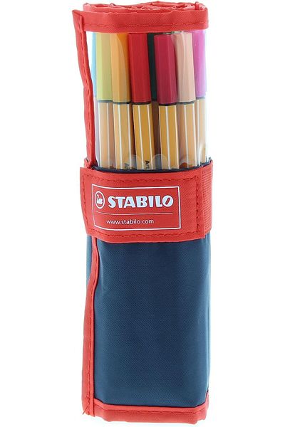 Stabilo Point 88 Rolletset 25-Piece Fineliner Roll Pen Holder Set / 8825-021