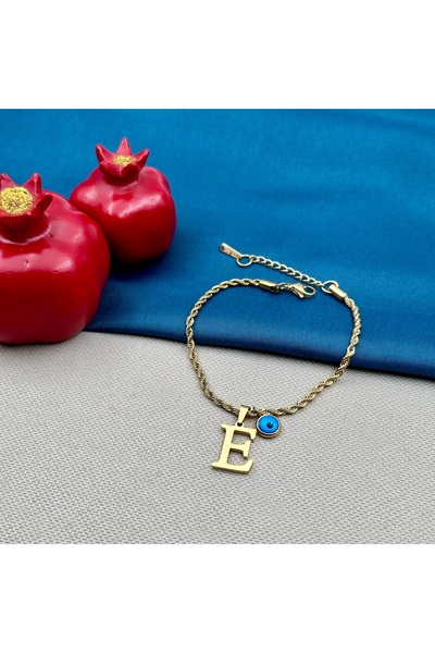 Opia Takı & Aksesuar الصلب تويست سلسلة رسالة عين الشر مطرز سوار الذهب