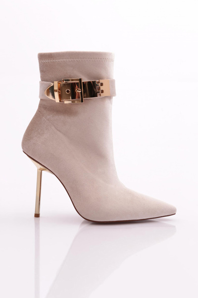 DGN Beige Velvet 8000 Women's Heeled Boots