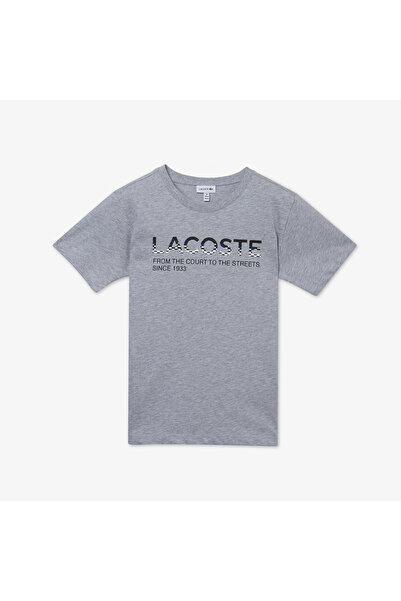 Lacoste Children's Crew Neck Printed Gray T-Shirt
