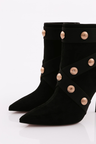 DGN Kadın Topuklu Bot Siyah Dana 91263557