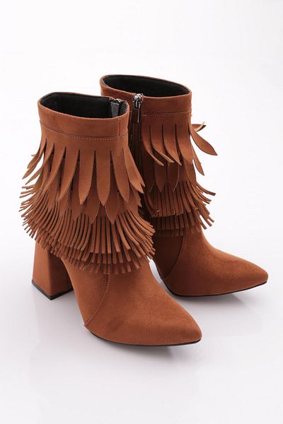 DGN Tan Suede γυναικείες μπότες με τακούνι - 11221023