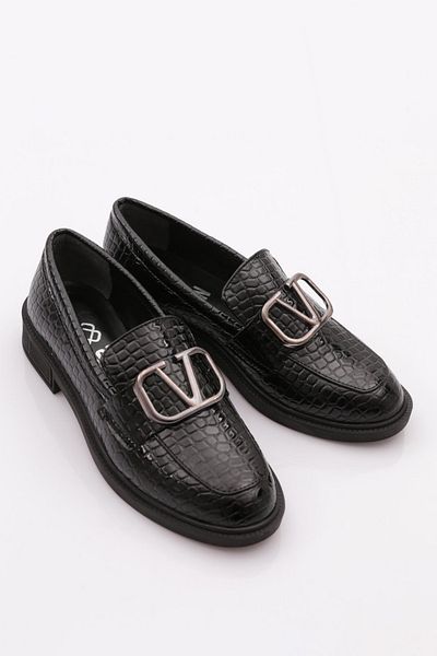 DGN Γυναικείο Loafer Black Crocodile - 30152674