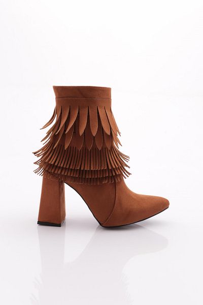 DGN Tan Suede γυναικείες μπότες με τακούνι - 11221023