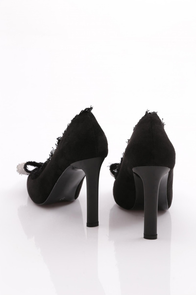 DGN Black Suede Heeled Women's Shoes 624102859