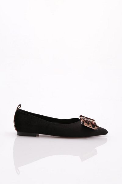 DGN Balerini de damă din catifea cu model leopard negru - 26103557