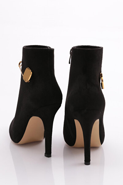 DGN Kadın Topuklu Bot Siyah Süet 4143564