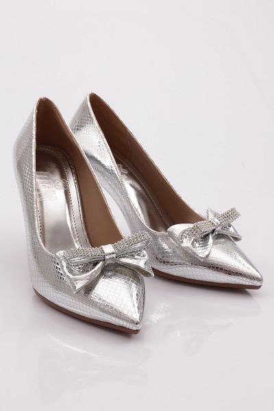 DGN Pantofi de damă cu toc înalt Silver Snake Metallic 4711062821