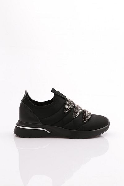 DGN Women's Thick Sole Diamond Patterned Sneaker Shoes Black Black 33335105
