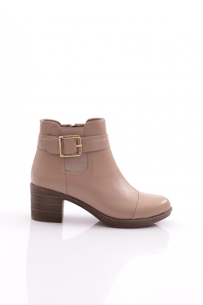 DGN Mink Genuine Leather Women's Heeled Boots - 96653294