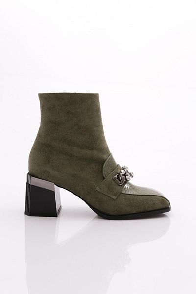 DGN Γυναικείες μπότες με τακούνι Green Suede Crocodile - 71721033