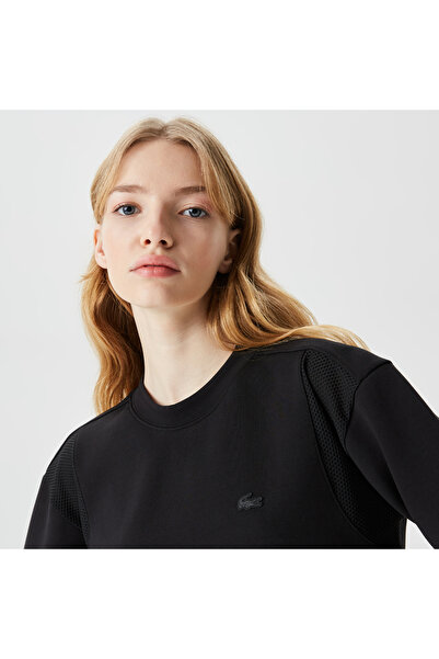 Lacoste Дамска черна блуза с тясна кройка и обло деколте