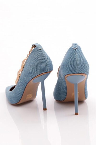 DGN Kadın Topuklu Ayakkabı Açık Kot 56463557