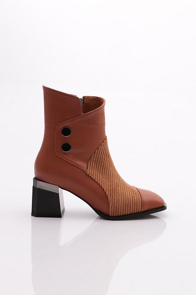 DGN Tan Velvet γυναικείες μπότες με τακούνι - 71121033