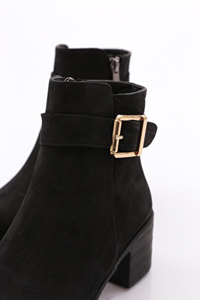 DGN 8551 Γυναικείες μπότες με τακούνι μαύρο Nubuck Γνήσιο δέρμα