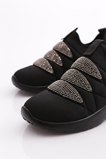 DGN Kadın Kalın Taban Baklava Desenli Sneaker Ayakkabı Siyah Siyah 33335105