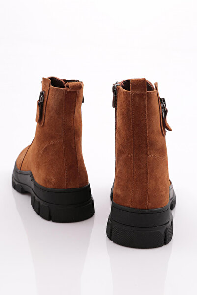 DGN Γυναικείες μπότες με φερμουάρ με λεπτομέρειες με κορδόνια από γνήσιο δέρμα καστόρι 1681123217