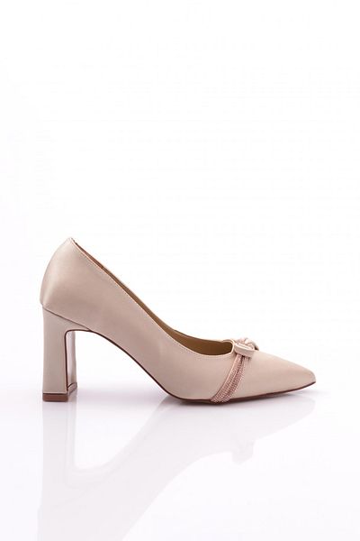 DGN Pantofi de damă cu toc înalt din satin bej 451162821