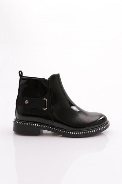 DGN Women's Black Wrinkled Boots - Buckle, Back 26721097
