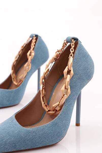 DGN Kadın Topuklu Ayakkabı Açık Kot 56463557