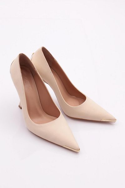 DGN Pantofi cu toc de damă din satin bej - 32113568