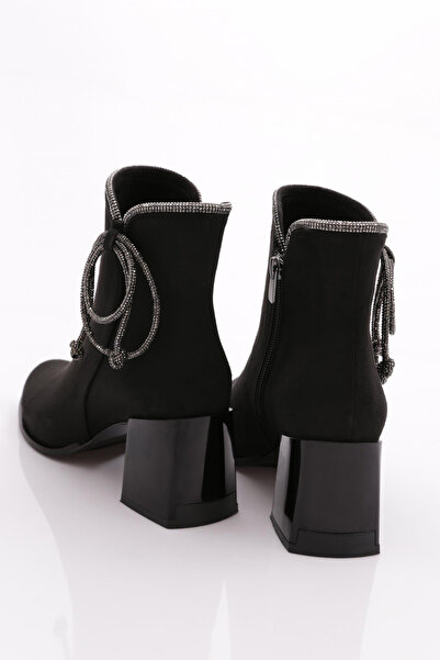 DGN Kadın Topuklu Bot Siyah Süet 85921033