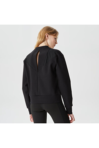 Lacoste Дамска черна блуза с тясна кройка и обло деколте