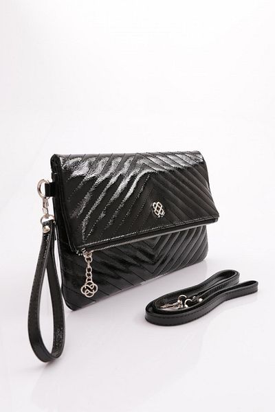 DGN Black Patent Leather Women's Bag - Wrinkled Model 548103588