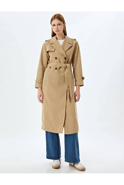 Koton Trenčkot s dvojitým zapínáním na knoflíky a detailem pásku