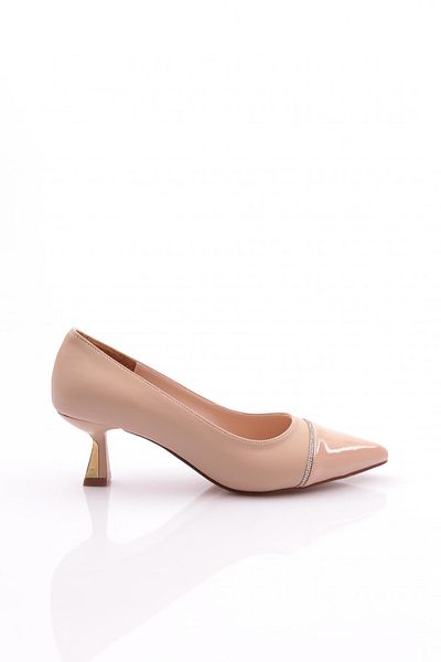 DGN Pantofi cu toc de damă din piele lacuită bej bej - 6132621