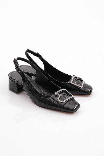 DGN Black Fish Back Women's Heeled Shoes - Open Back 2122621