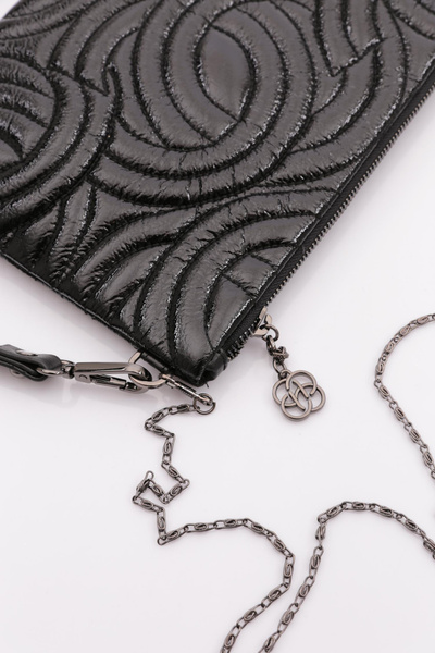 DGN Kadın Desenli Fermuarlı Çanta Siyah Kırışık 52193448