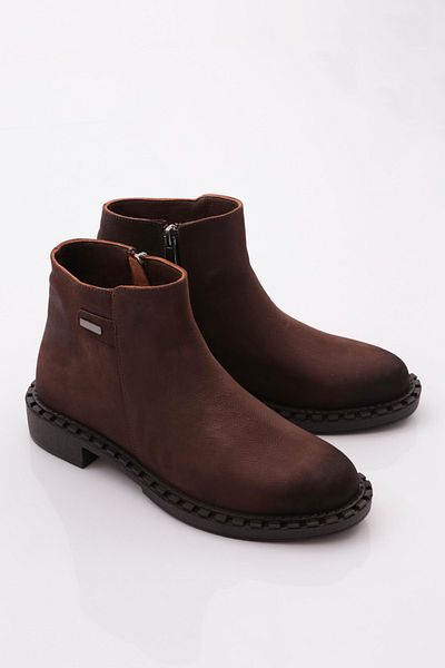 DGN Women's Buckle Classic Boots Brown Nubuck Genuine Leather 15435106