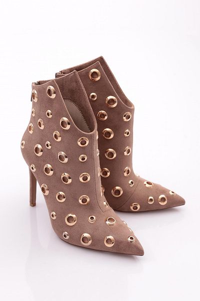 DGN Γυναικείες μπότες με τακούνι Mink Suede - Κύκλος με σχέδιο 22333236