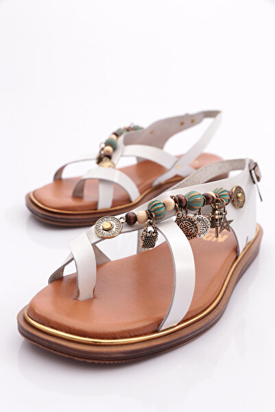 DGN White Women's Sandals - Bead Detailed 4163289