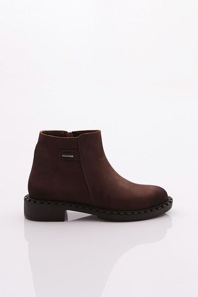 DGN Women's Buckle Classic Boots Brown Nubuck Genuine Leather 15435106