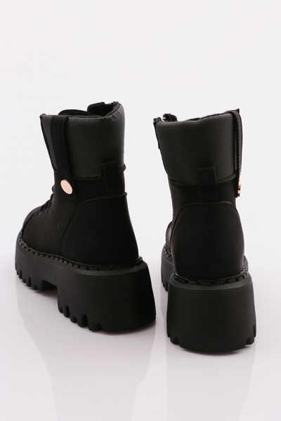 DGN Kadın Kalın Taban Bağcıklı Bot Siyah 12303121122372