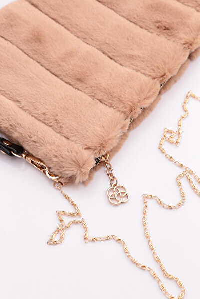 DGN Дамска кожена чанта на райета Camel 52233448