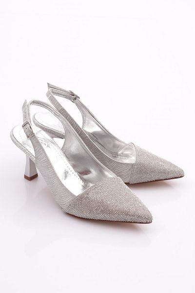 DGN Pantofi de rochie de seara de dama cu dungi argintii 2193102621