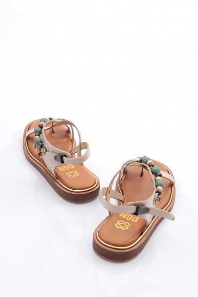 DGN Beige Women's Sandals - Bead Detail 4163289   Model
