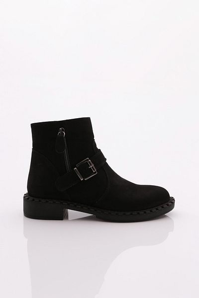 DGN Γυναικείες μπότες με κορδόνια μαύρο Nubuck Γνήσιο δέρμα 14935106