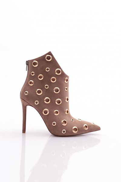DGN Γυναικείες μπότες με τακούνι Mink Suede - Κύκλος με σχέδιο 22333236