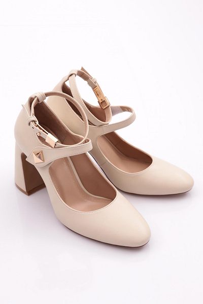 DGN Pantofi cu toc pentru femei Nude Color - Cravată la gleznă 91843236