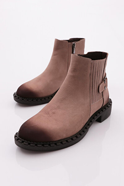 DGN Kadın Yanı Tokalı  Klasik Bot Hakiki Deri Vizon Nubuk 15335106