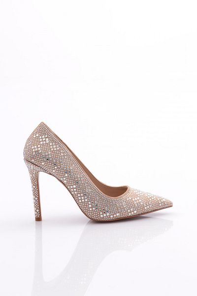 DGN Pantofi cu toc cu detaliu de piatră de damă Nude Stone 29833210