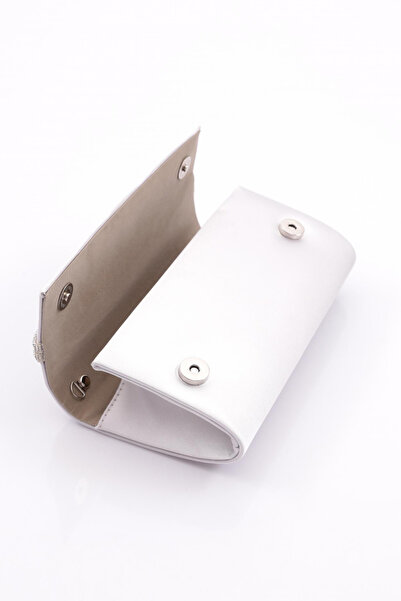 DGN Geantă portofoliu rochie de seară din satin argintiu