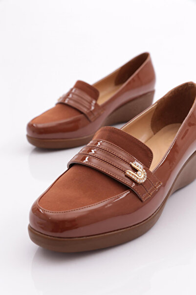 DGN Comfort Women's Shoes - Front Stripe, Tan Patent Leather 341933648
