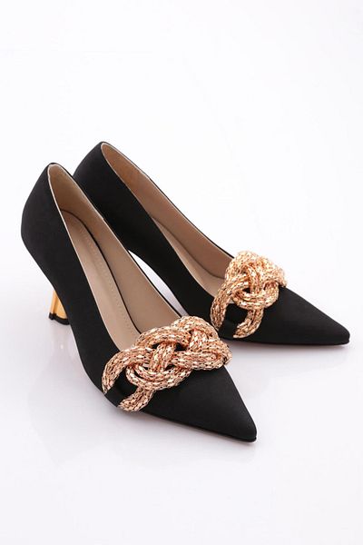 DGN Black Scuba Beige Women's Heeled Shoes - 29335910