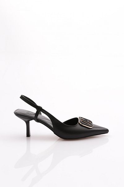 DGN Pantofi negri pentru femei cu toc deschis - 410953378